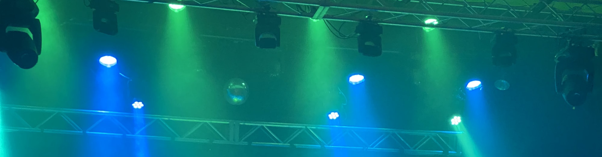 blue and green theater stage lights San Diego