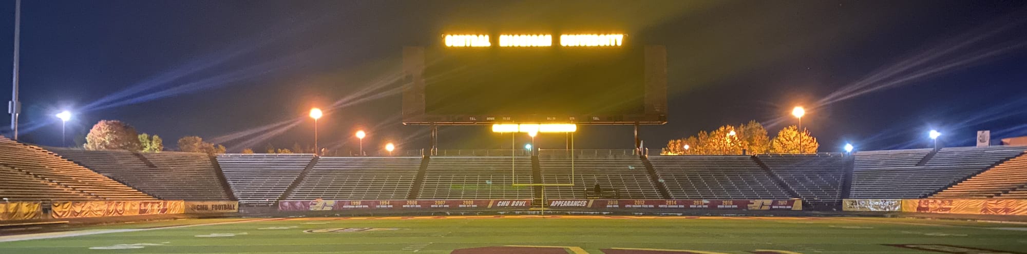 empty football stadium at night under the lights San Diego